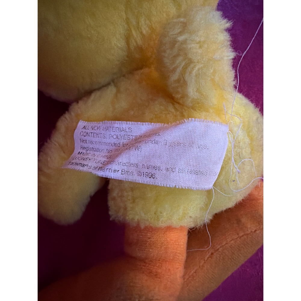 Vintage 1996 Looney Tunes Tweety Bird Plush Play-By-Play Yellow Stuffed Toy 9" - Picture 5 of 5